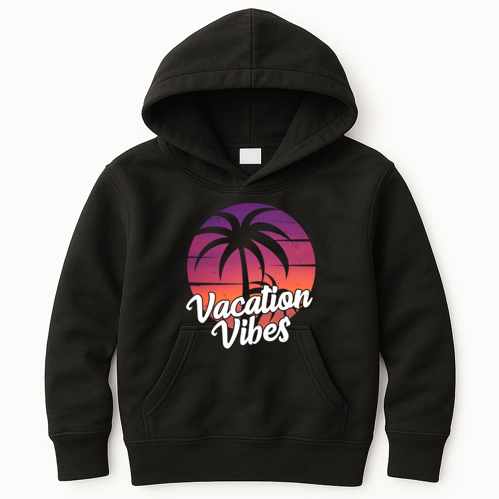 Vacation Vibes Tropical Retro Sunset Kids Hoodie