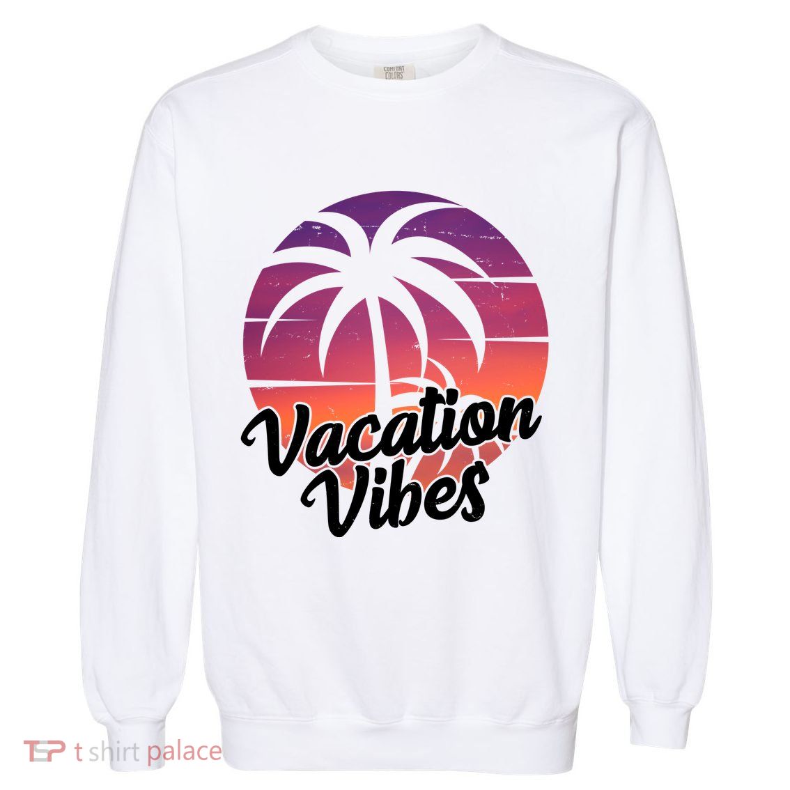 Vacation Vibes Tropical Retro Sunset Garment-Dyed Sweatshirt
