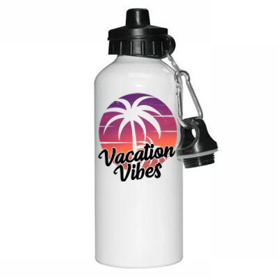 Vacation Vibes Tropical Retro Sunset Aluminum Water Bottle 