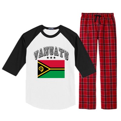 Vanuatu Vintage Throwback Flag Souvenir Gift Raglan Sleeve Pajama Set