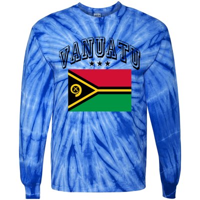 Vanuatu Vintage Throwback Flag Souvenir Gift Tie-Dye Long Sleeve Shirt