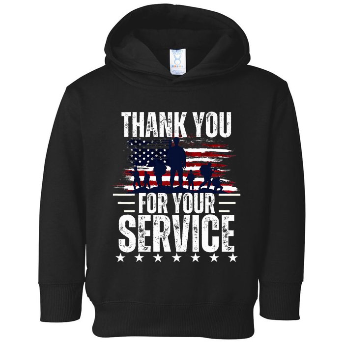 Vintage Veteran Thank You For Your Service Veteran's Day Toddler Hoodie