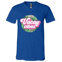 Vacay Vibes Tropical Palm Leaf Graphic Gift V-Neck T-Shirt