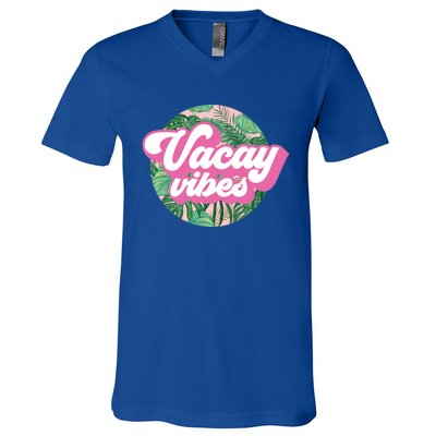 Vacay Vibes Tropical Palm Leaf Graphic Gift V-Neck T-Shirt