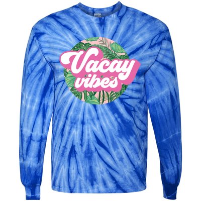 Vacay Vibes Tropical Palm Leaf Graphic Gift Tie-Dye Long Sleeve Shirt