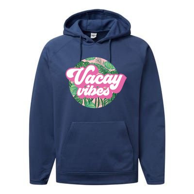 Vacay Vibes Tropical Palm Leaf Graphic Gift Performance Fleece Hoodie