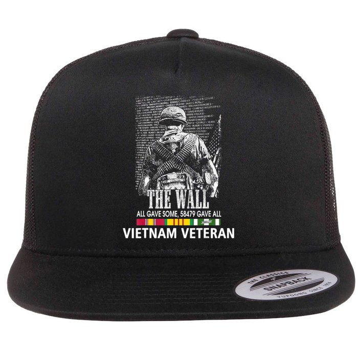 Vietnam Veteran The Wall All Gave Some 58479 Gave All Flat Bill Trucker Hat