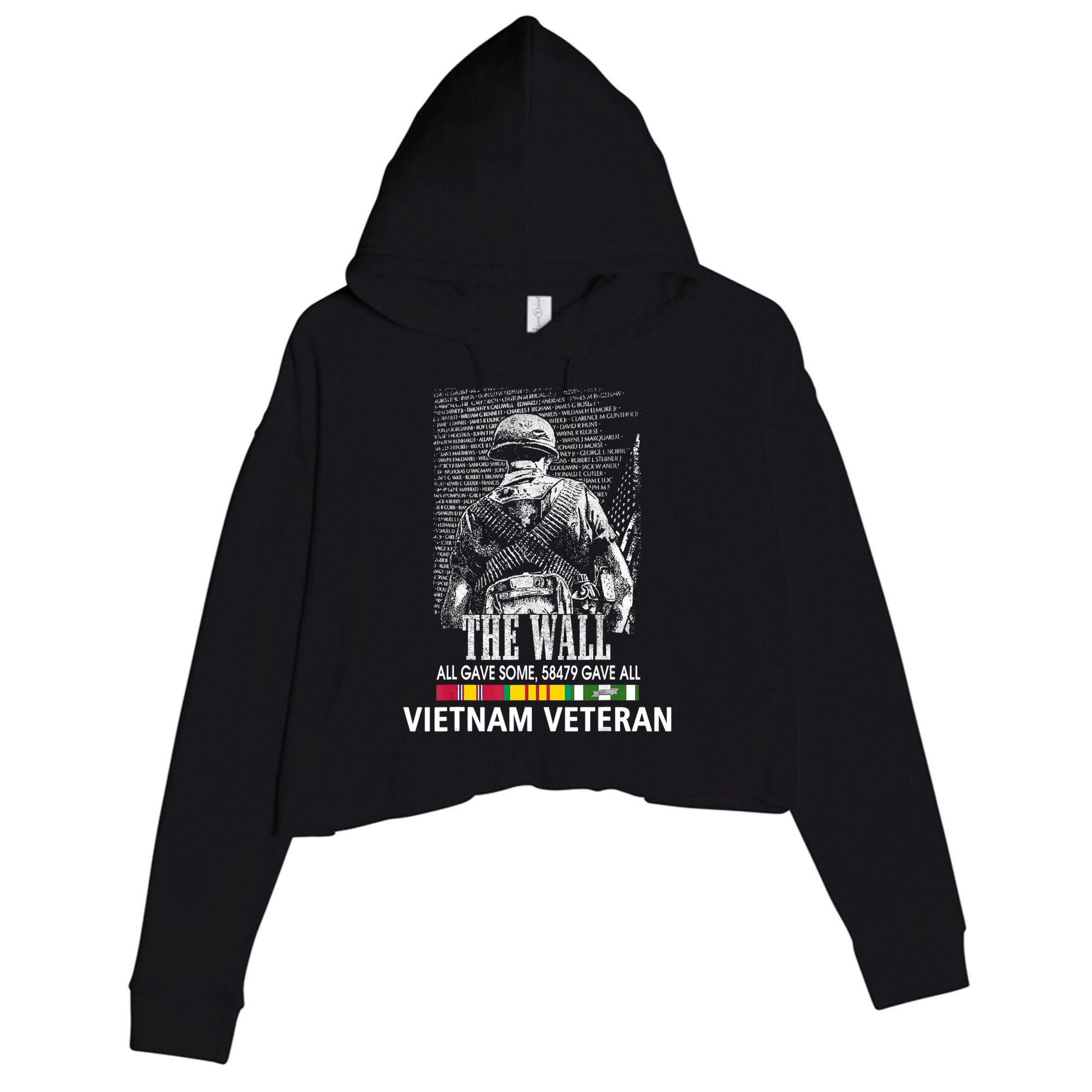 Vietnam Veteran The Wall All Gave Some 58479 Gave All Crop Fleece Hoodie