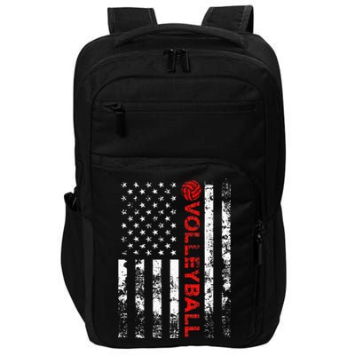 Volleyball Vintage USA American Flag Impact Tech Backpack