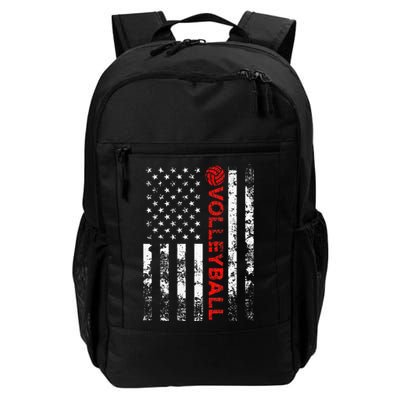 Volleyball Vintage USA American Flag Daily Commute Backpack