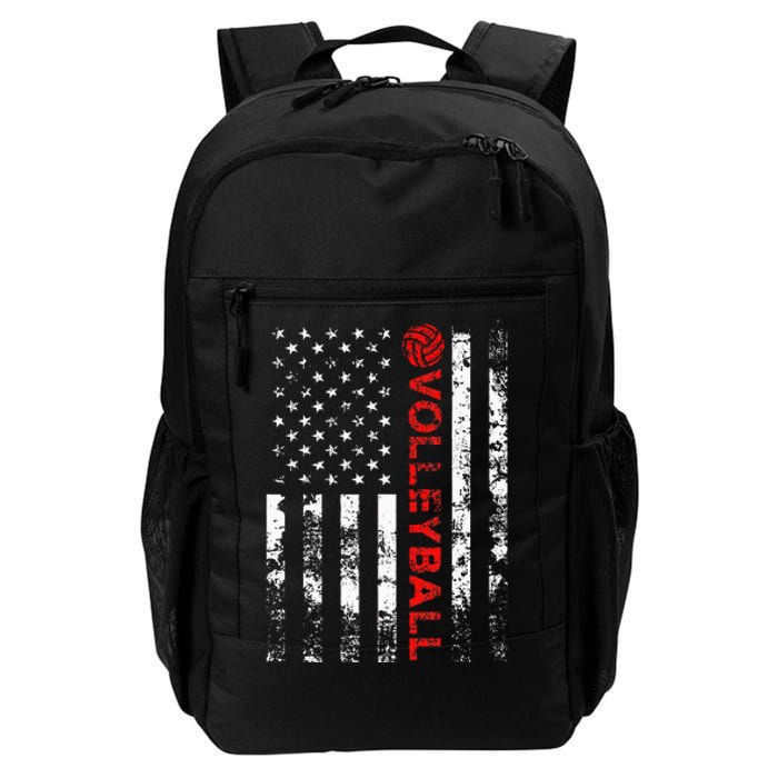 Volleyball Vintage USA American Flag Daily Commute Backpack