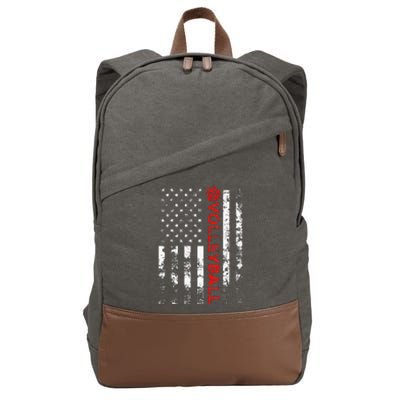 Volleyball Vintage USA American Flag Cotton Canvas Backpack