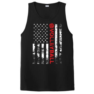 Volleyball Vintage USA American Flag PosiCharge Competitor Tank