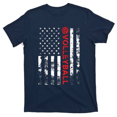 Volleyball Vintage USA American Flag T-Shirt