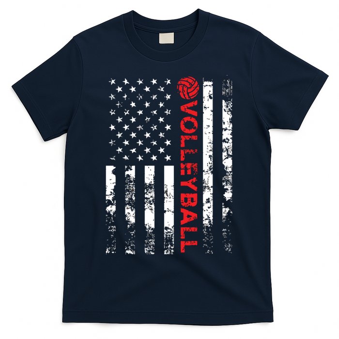 Volleyball Vintage USA American Flag T-Shirt