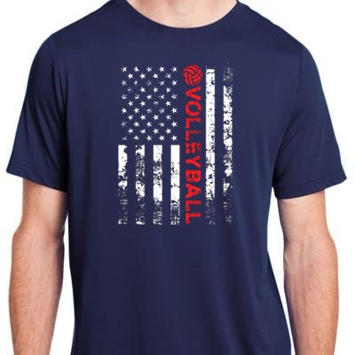 Volleyball Vintage USA American Flag Adult ChromaSoft Performance T-Shirt