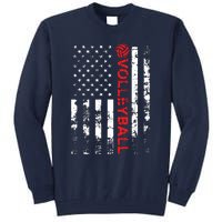 Volleyball Vintage USA American Flag Tall Sweatshirt