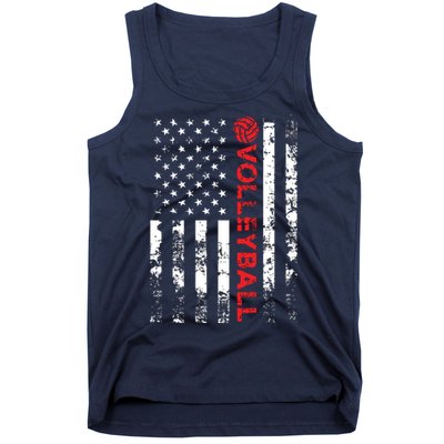 Volleyball Vintage USA American Flag Tank Top