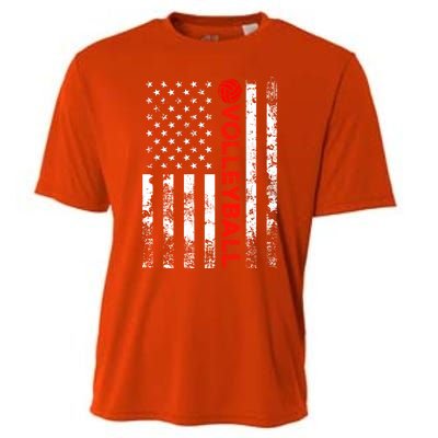 Volleyball Vintage Usa American Flag Gift Cooling Performance Crew T-Shirt