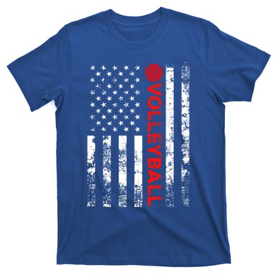 Volleyball Vintage Usa American Flag Gift T-Shirt