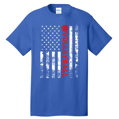 Volleyball Vintage Usa American Flag Gift Tall T-Shirt