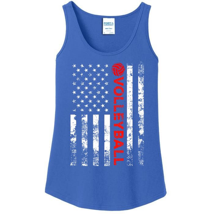 Volleyball Vintage Usa American Flag Gift Ladies Essential Tank