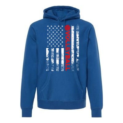 Volleyball Vintage Usa American Flag Gift Premium Hoodie