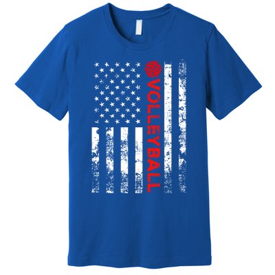 Volleyball Vintage Usa American Flag Gift Premium T-Shirt