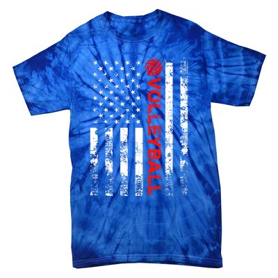 Volleyball Vintage Usa American Flag Gift Tie-Dye T-Shirt