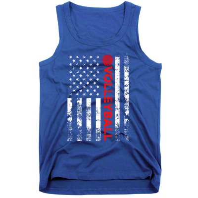 Volleyball Vintage Usa American Flag Gift Tank Top