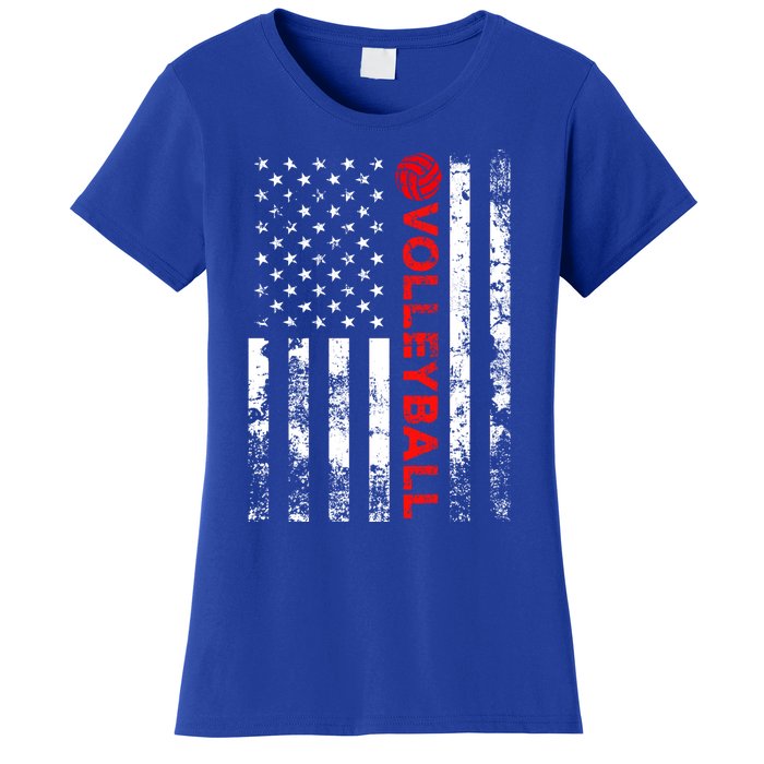 Volleyball Vintage Usa American Flag Gift Women's T-Shirt