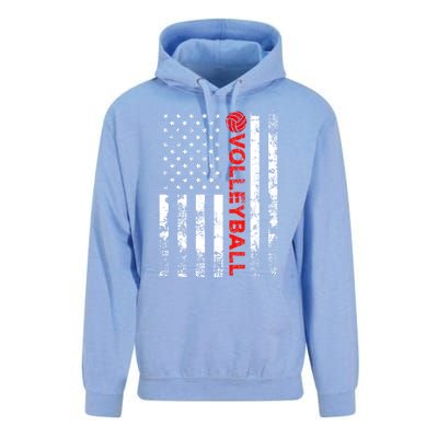 Volleyball Vintage Usa American Flag Gift Unisex Surf Hoodie