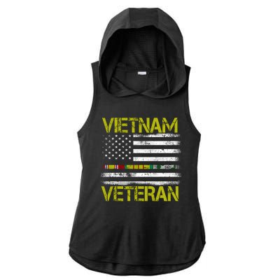 Vietnam Veteran USA Flag Ribbon Gift Ladies PosiCharge Tri-Blend Wicking Draft Hoodie Tank