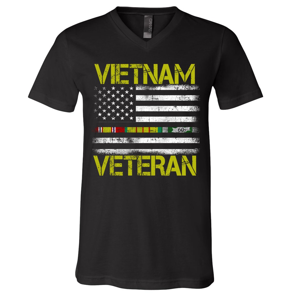 Vietnam Veteran USA Flag Ribbon Gift V-Neck T-Shirt
