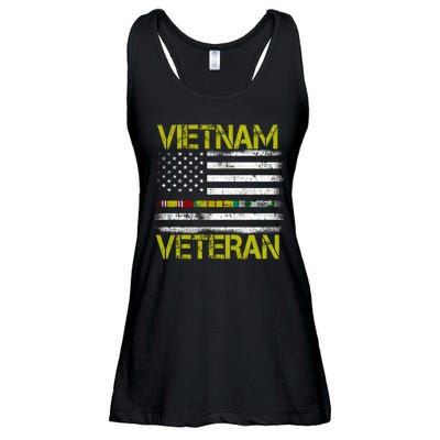 Vietnam Veteran USA Flag Ribbon Gift Ladies Essential Flowy Tank