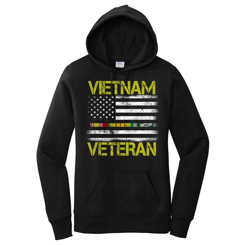 Vietnam Veteran USA Flag Ribbon Gift Women's Pullover Hoodie