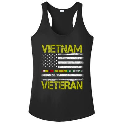 Vietnam Veteran USA Flag Ribbon Gift Ladies PosiCharge Competitor Racerback Tank