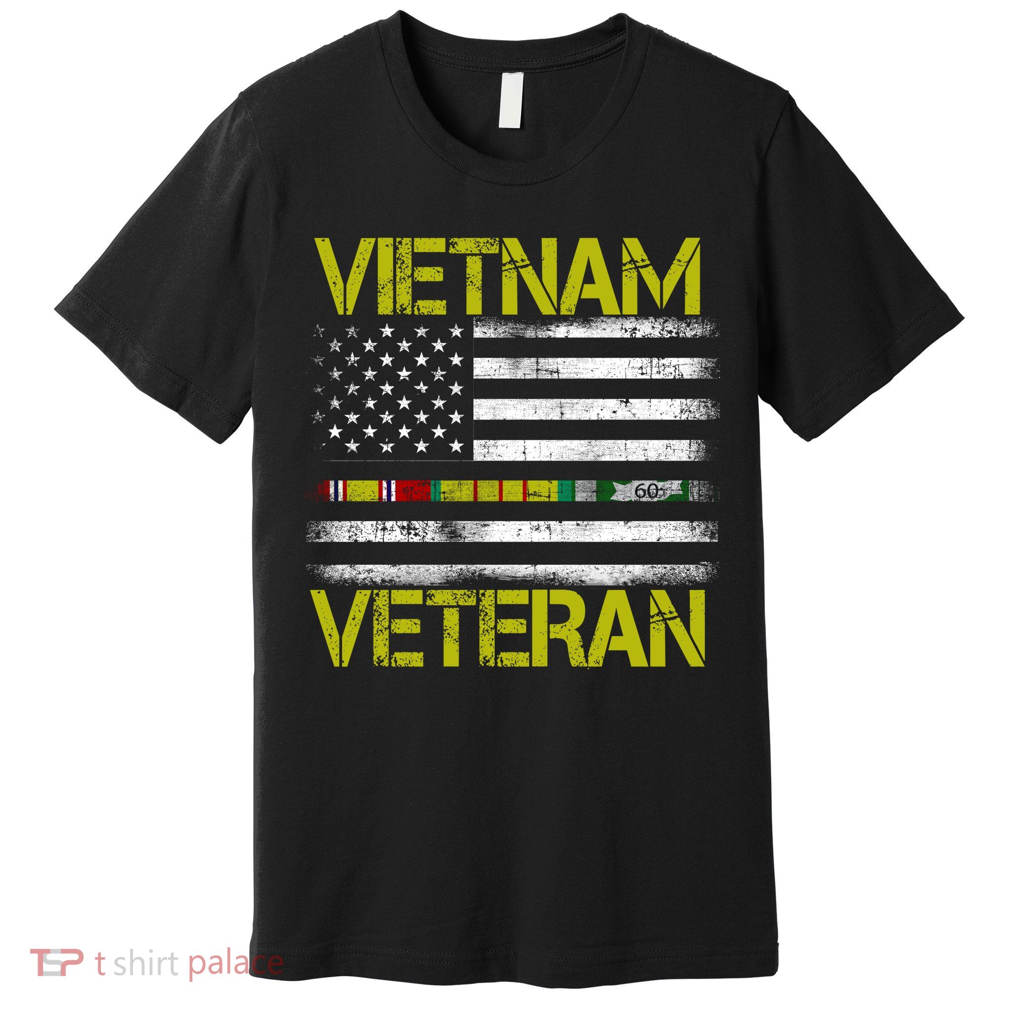 Vietnam Veteran USA Flag Ribbon Gift Premium T-Shirt