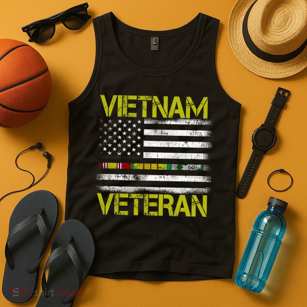 Vietnam Veteran USA Flag Ribbon Gift Tank Top