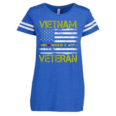 Vietnam Veteran USA Flag Ribbon Gift Enza Ladies Jersey Football T-Shirt