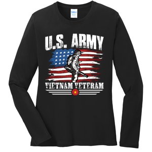 Vietnam Veteran U.S. Army Vet Ladies Long Sleeve Shirt