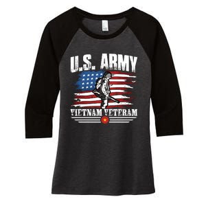 Vietnam Veteran U.S. Army Vet Women's Tri-Blend 3/4-Sleeve Raglan Shirt