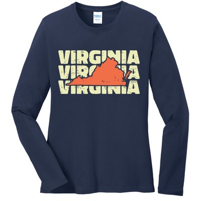 Vintage Virginia Usa State Ladies Long Sleeve Shirt
