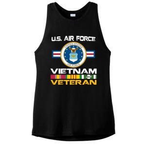 Vietnam Veteran USA Flag Vietnam Vet Flag Ladies PosiCharge Tri-Blend Wicking Tank