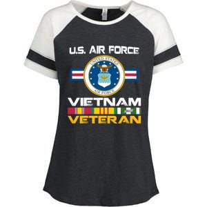 Vietnam Veteran USA Flag Vietnam Vet Flag Enza Ladies Jersey Colorblock Tee