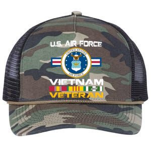 Vietnam Veteran USA Flag Vietnam Vet Flag Retro Rope Trucker Hat Cap