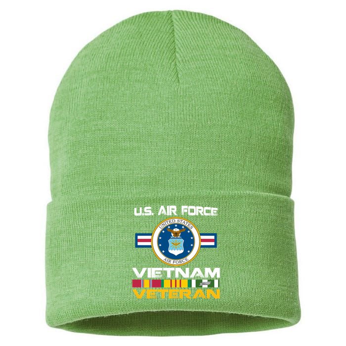 Vietnam Veteran USA Flag Vietnam Vet Flag Sustainable Knit Beanie