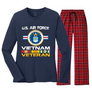 Vietnam Veteran USA Flag Vietnam Vet Flag Women's Long Sleeve Flannel Pajama Set 