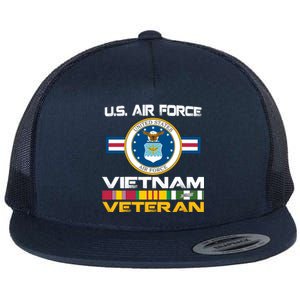 Vietnam Veteran USA Flag Vietnam Vet Flag Flat Bill Trucker Hat