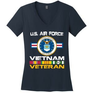 Vietnam Veteran USA Flag Vietnam Vet Flag Women's V-Neck T-Shirt